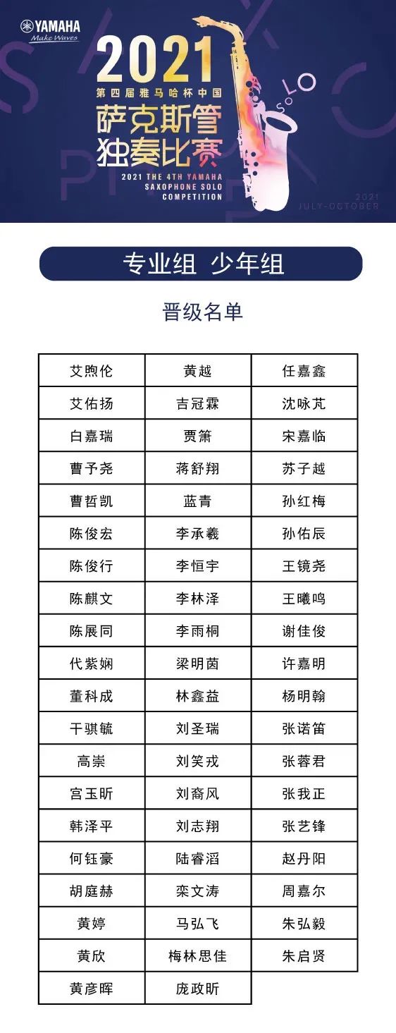 第四届“佰利乐杯”（中国）萨克斯管独奏比赛——决赛名单公布，决赛报名通道开启！